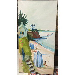 Anne SALAÜN (1962) "La plage", huile sur