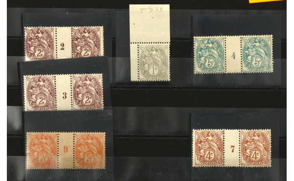 FRANCE type Blanc - 5 paires millésimées