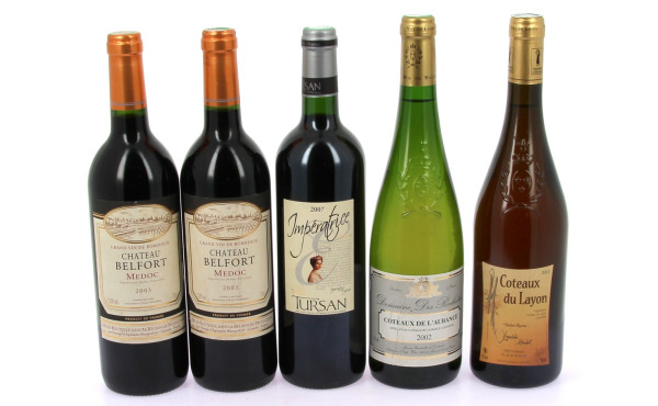 Lot de 5 bouteilles: - 2 MEDOC 2003 ch 