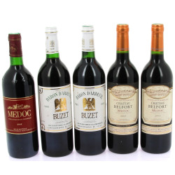 Lot de 5 bouteilles: - 3 B MEDOC (1 de 