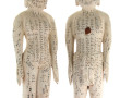 Paire de statues d'acupuncteur en bois s