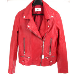 MKT - Blouson de dame en cuir rouge styl