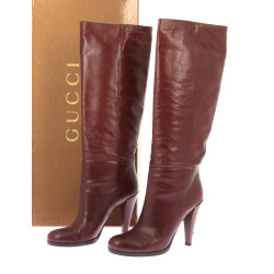 GUCCI - Paire de hautes bottes en cuir 