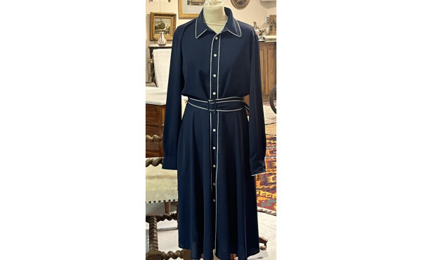 RALPH LAUREN - Robe chemisier bleu marin