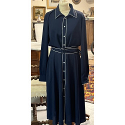 RALPH LAUREN - Robe chemisier bleu marin