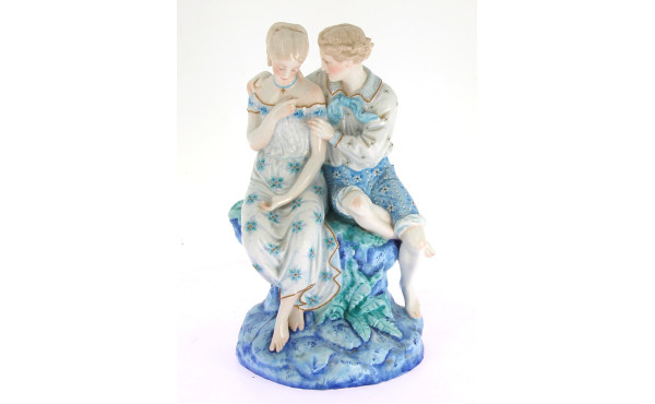 "Couple galant", grand groupe en porcela