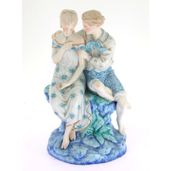 "Couple galant", grand groupe en porcela