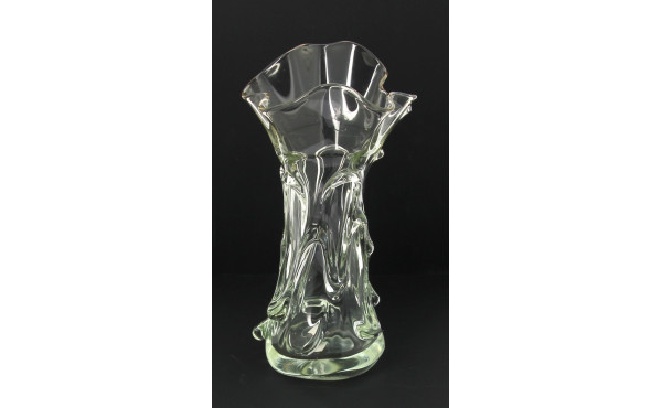 Vase en verre à col mouvementé, H 35 cm