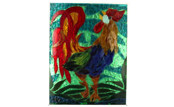 COQ - Tableau réalisé en verre de couleu