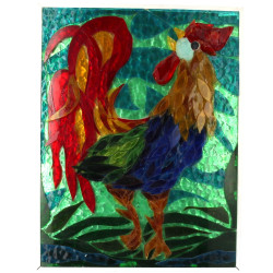 COQ - Tableau réalisé en verre de couleu