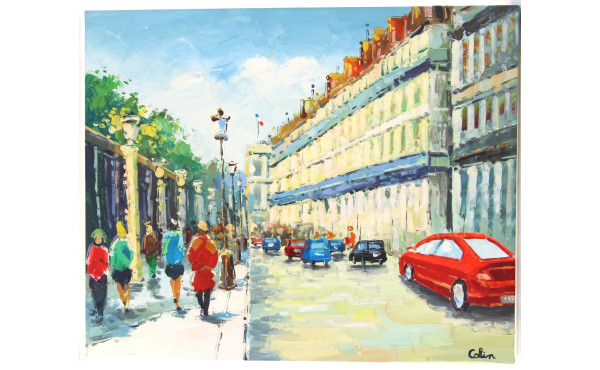 COLIN (Xxème) "Boulevard parisien", huil