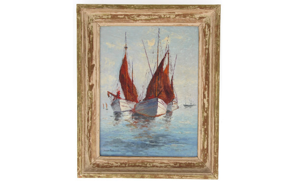 Jacques PUIG (Xxème) "Barques de pêche a