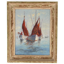 Jacques PUIG (Xxème) "Barques de pêche a