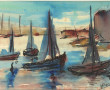 Willy BINDELS (1908-1963) "Bateaux de pê