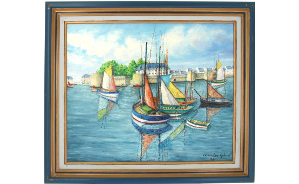 Gabriel CARADEC (1920-2004) "Bateaux à l