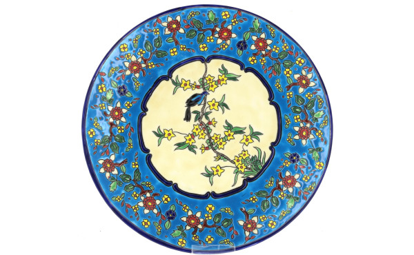 LONGWY - Plat rond en émaux polychromes 