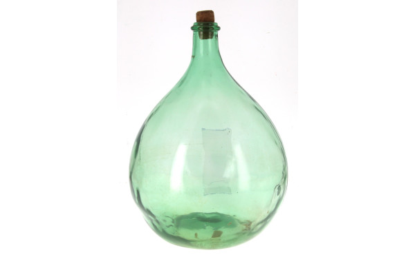 Dame jeanne en verre vert, H 37,5 cm