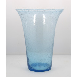 BIOT - Important vase bleu en verre bull