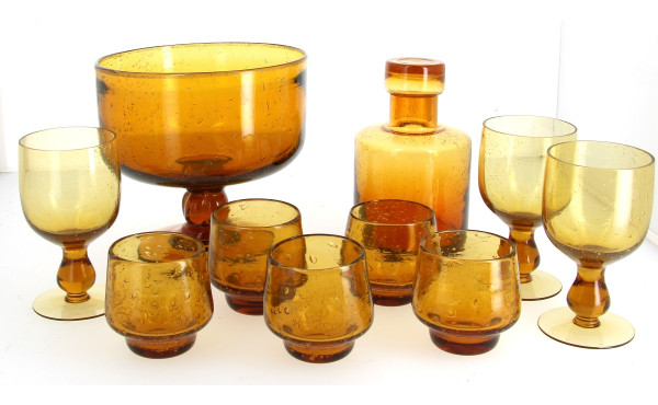 Verre bullé - Lot de pièces en verre bul