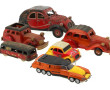 Lot de voitures 2Cv en bois, plastique e