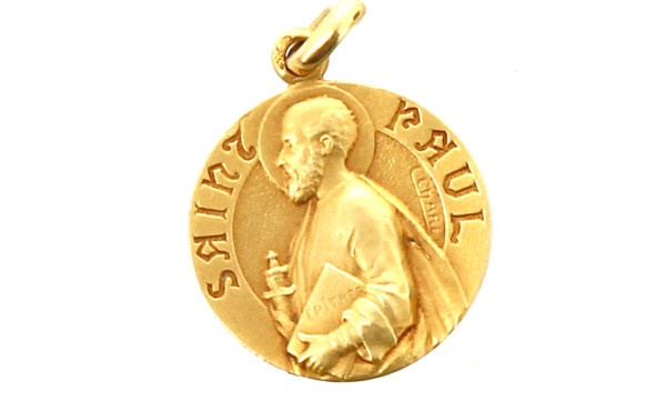 Médaille Saint Paul en or jaune 18 carat