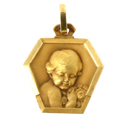 Médaille religieuse en or jaune 18 carat