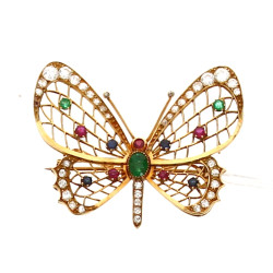 Broche papillon en or jaune 18 carats, p