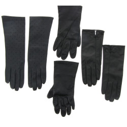 3 paires de gants femme en cuir noir don