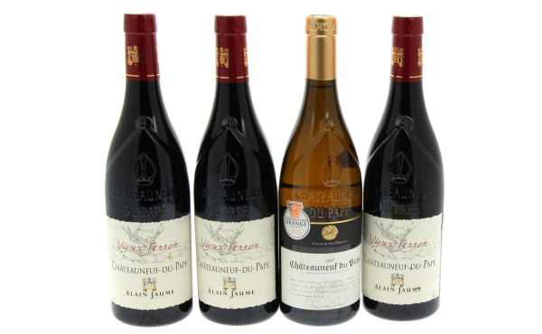 Lot de 4 bouteilles: - 3 B CHATEAUNEUF 