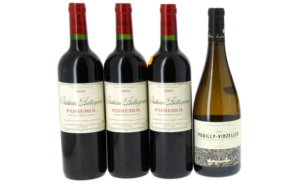 Lot de 4 bouteilles: - 3 B POMEROL Ch B