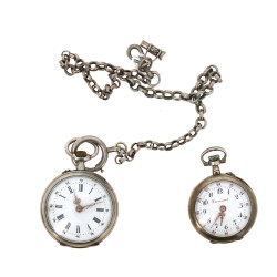 Deux montres gousset et col en argent (p