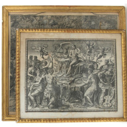 Lot de 5 gravures anciennes, encadrées, 