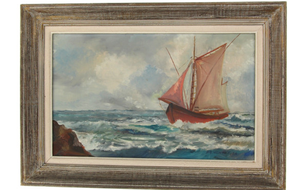 P.M. HENAFF (Xxème) "Marine, bateau aux 