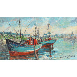 Jean DANIEL (Xxème) "Bateaux au mouillag