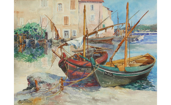 Edouard FRANÇOIS (1866-1924) "Barques de