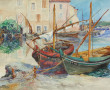 Edouard FRANÇOIS (1866-1924) "Barques de