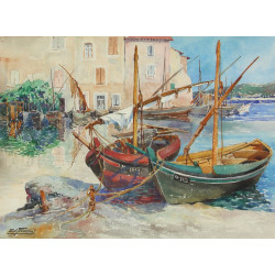 Edouard FRANÇOIS (1866-1924) "Barques de