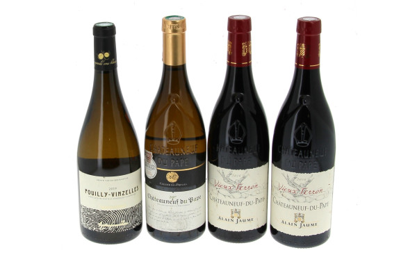 Lot de 4 bouteilles: - 1 B CHATEAUNEUF 