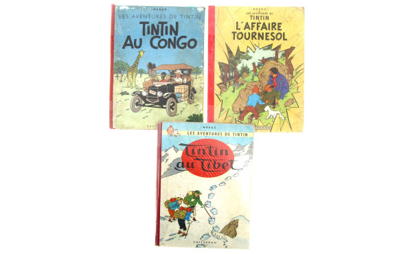 TINTIN - 3 albums des années 50 dos rou