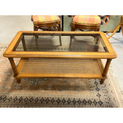 Table basse en merisier plateau en verre