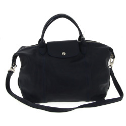 LONGCHAMP - Sac pliable en cuir bleu mar