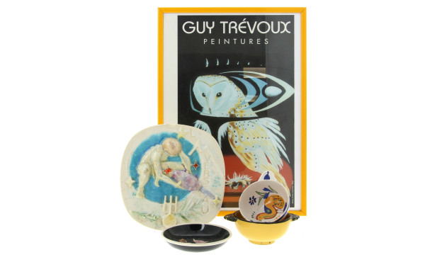 Guy TREVOUX - Assiette en céramique à dé