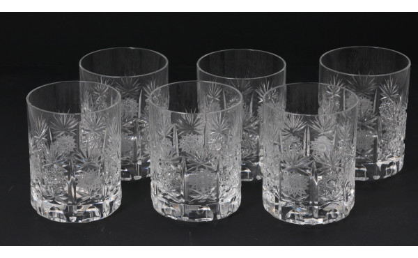 6 verres à whisky en cristal taillé, H 1