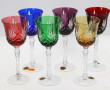 6 verres à pied en cristal de couleurs, 