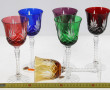 6 verres à pied en cristal de couleurs, 