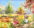 Nicole CHALON (1943) "Enfants au jardin"