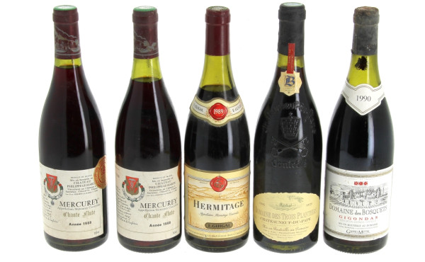 Lot de 5 bouteilles: -1 B HERMITAGE 198