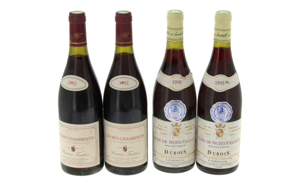 Lot de 4 bouteilles: - 2 B GEVREY CHAMB