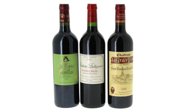 Lot de 3 bouteilles: - 1B PAUILLAC La R