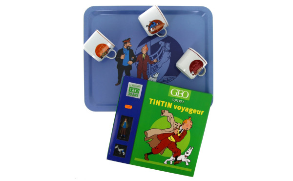 TINTIN - Plateau mélaminé : 3 tasses (un